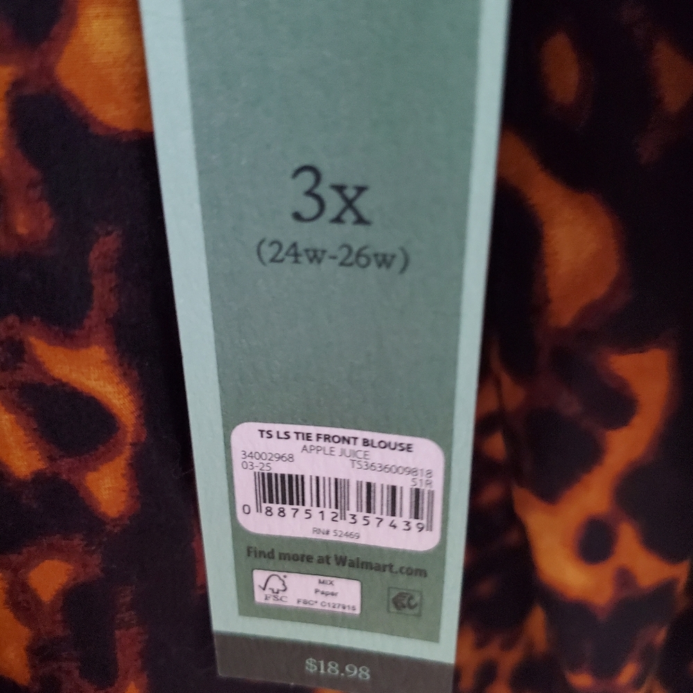 Plus 3X 24W-26W Long Sleeve Blouse New - Picture 4 of 6